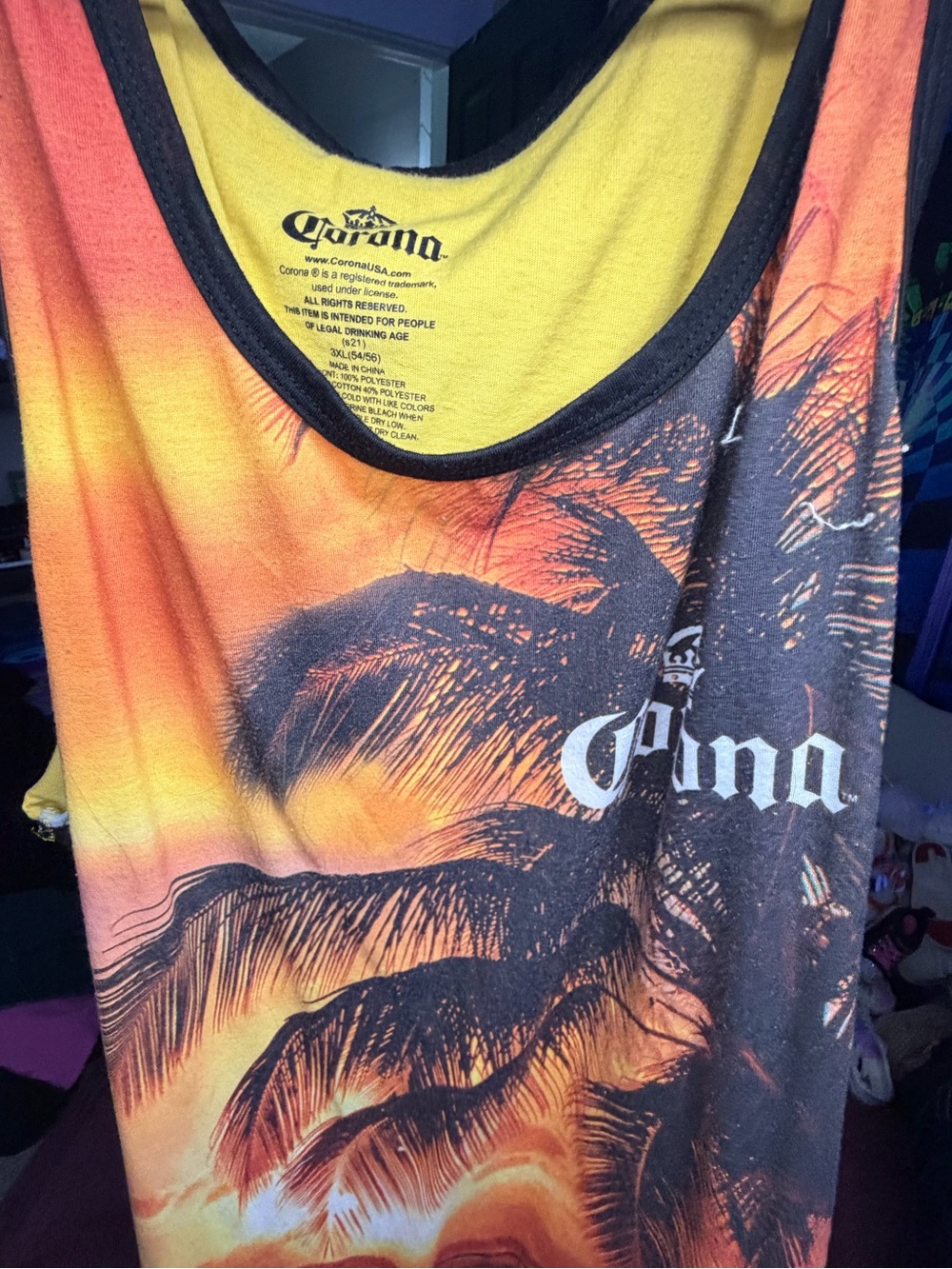Corona Yellow and Black Logo Summer Tank